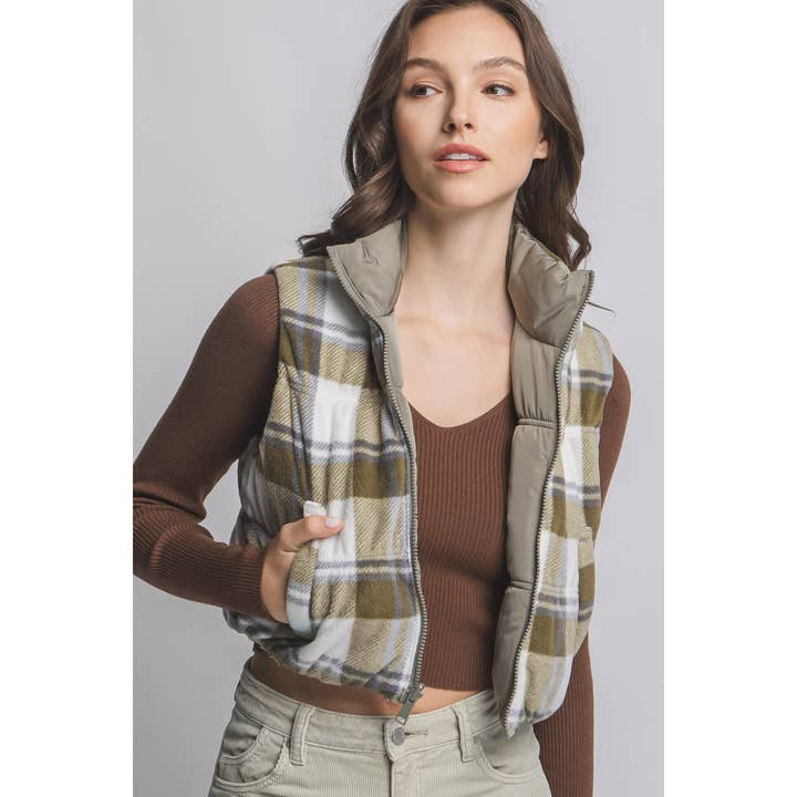 HiteJeans – wholesale Väst - Dam – Reversibel Puffer Crop-väst2