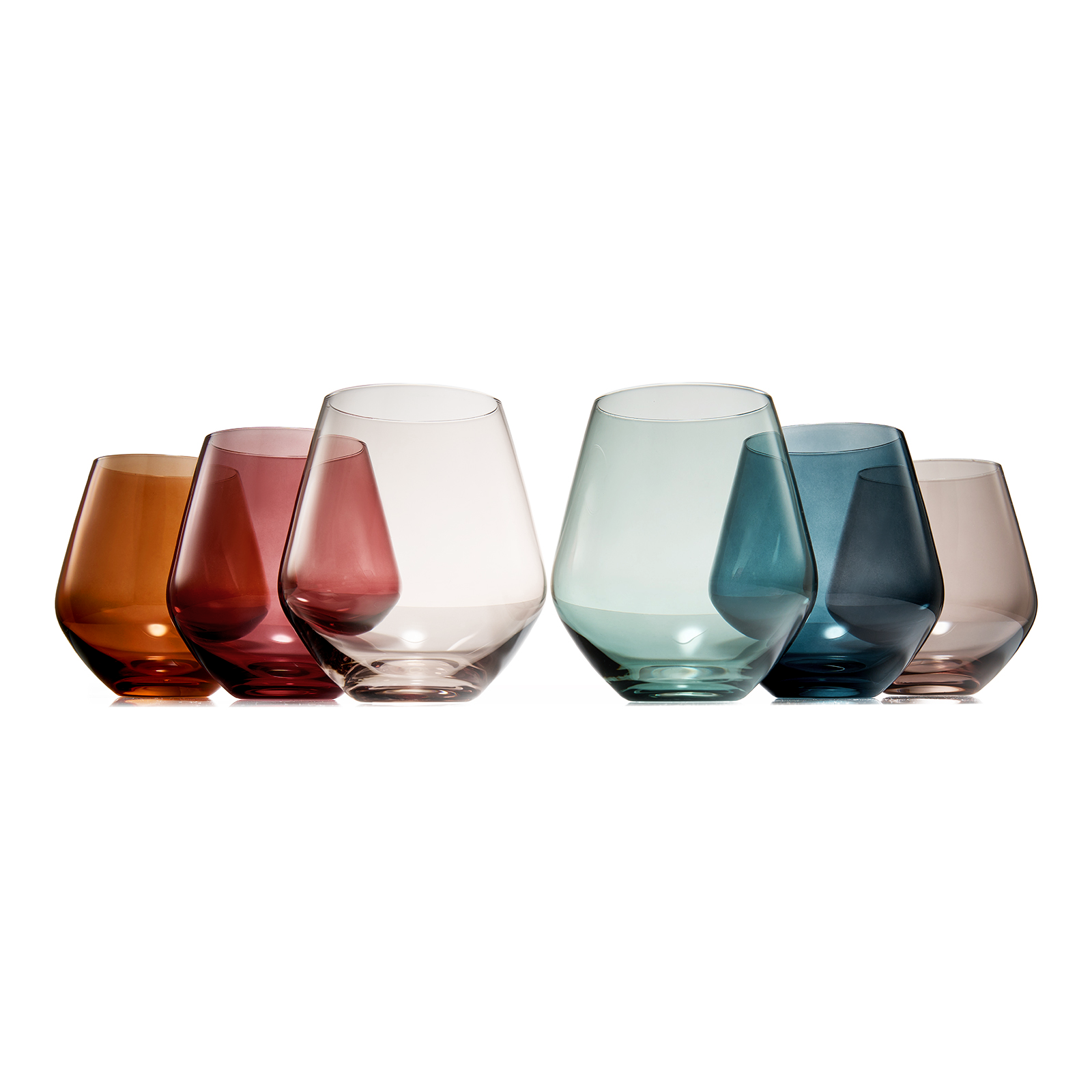 The Wine Savant /  Khen Glassware - Wholesale Wine Glass - Pastel Colored Stemless Crystal Wine Glasses | 6 set | 16 oz2