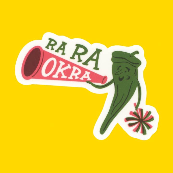 Ra Ra, Okra! Sticker for wholesale by EEW art & cards