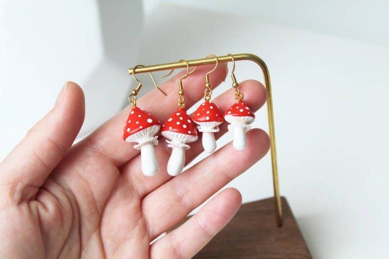 Studio Niani - Wholesale Dangle Earrings - Handmade Mushroom Earrings, Polymer Clay Earrings, Autumn0
