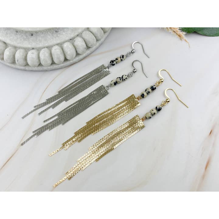 WonderLight Jewelry – wholesale Tofsörhängen – Ädelstenstofsörhängen - Dalmatisk jaspis/Inner Child4