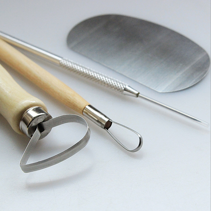 VIGOR – Großhandel Bastelset – 8-teiliges Keramik- & Tonmodellierwerkzeug-Set mit glatten Holzgriffen3