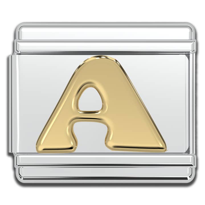 Natalia - Wholesale Individual Charm/Pendant - Italian Charm Letters A-Z - 9mm Gold Bracelet Charms