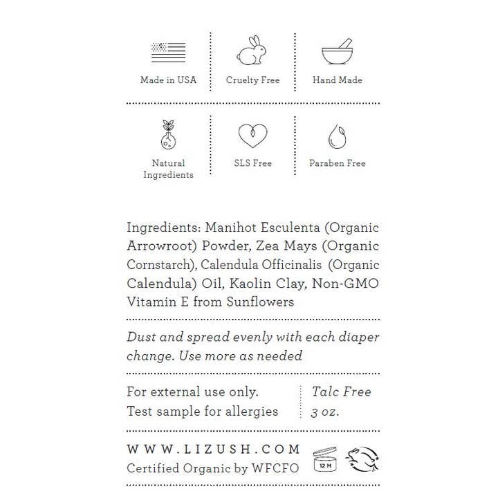 Lizush Creations – Großhandel Körper-/Talkumpuder – BIO-BABYPUDER - Talkumfrei3