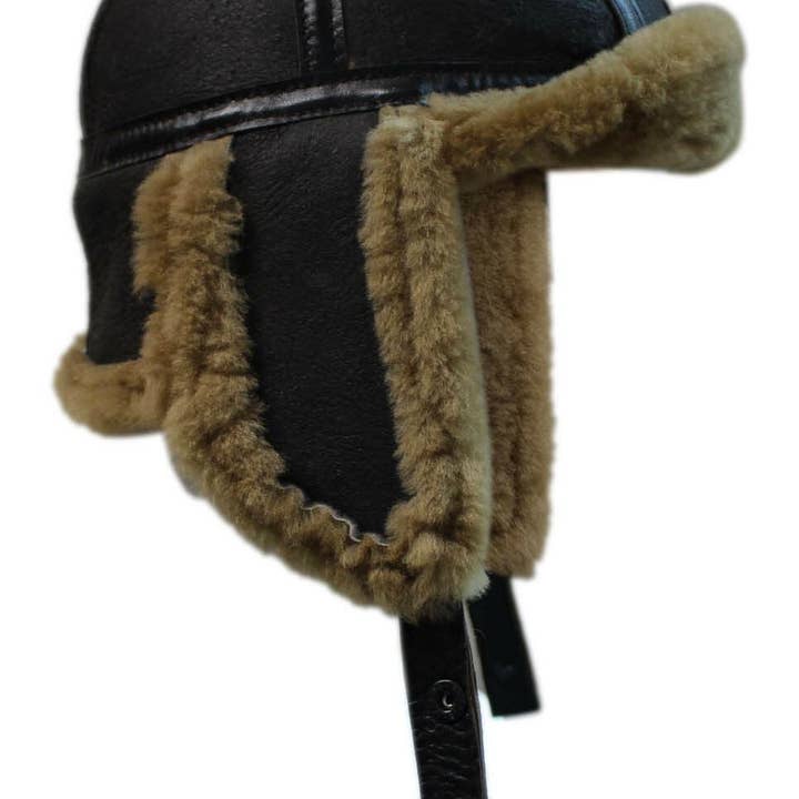 Infinity Leather (Upperclass Fashions Ltd) – wholesale Trapper/bomber hat – men's – Mens RAF Aviator Sheepskin B-55 Trapper Hat