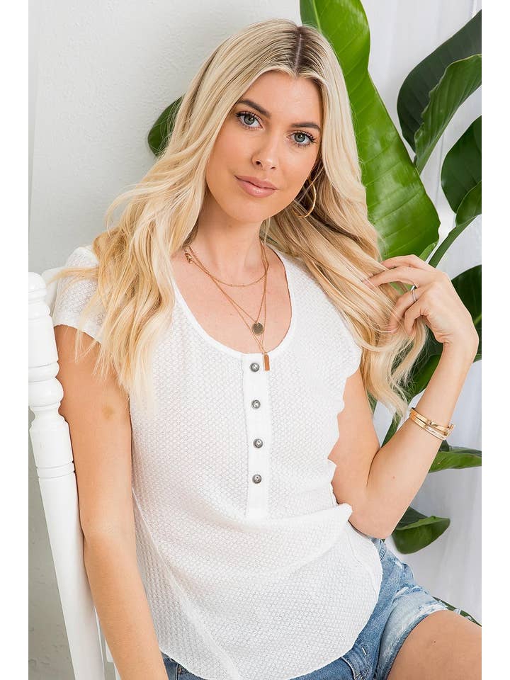 Sweet Lovely by Jen - Wholesale Knit Top - Women's - SW307 HENRY BUTTON S/S TOP21