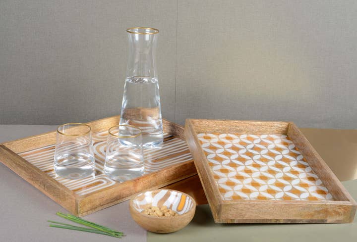 AULICA - Wholesale Drinking Glass/Cup - Matte Gold Rim Water Glasses - Set of 6