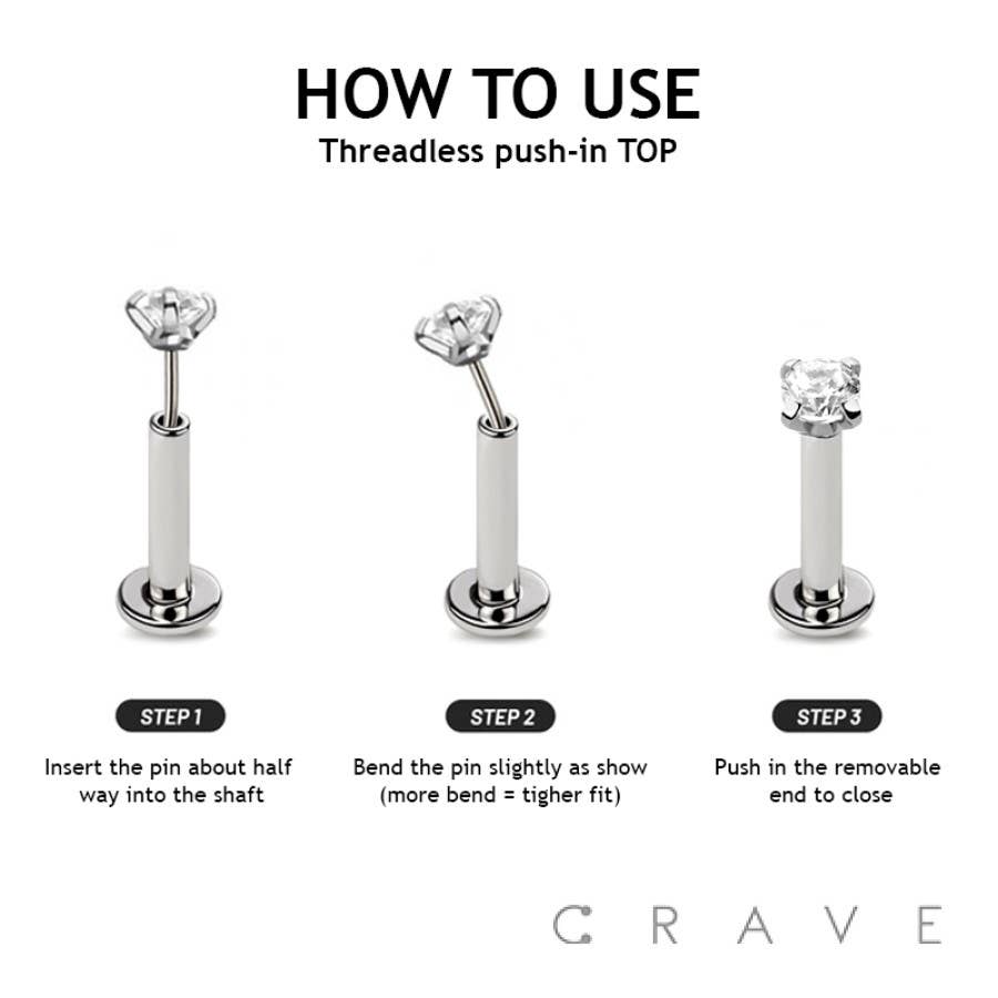 CRAVE – Engroshandel Enkeltøreringe – HALVMÅNE TITANIUM TRÅDLØST SKUB I LABRET3
