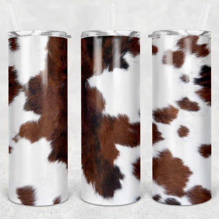 Brown Cowhide Tumbler for wholesale by Wicked Flower Creations