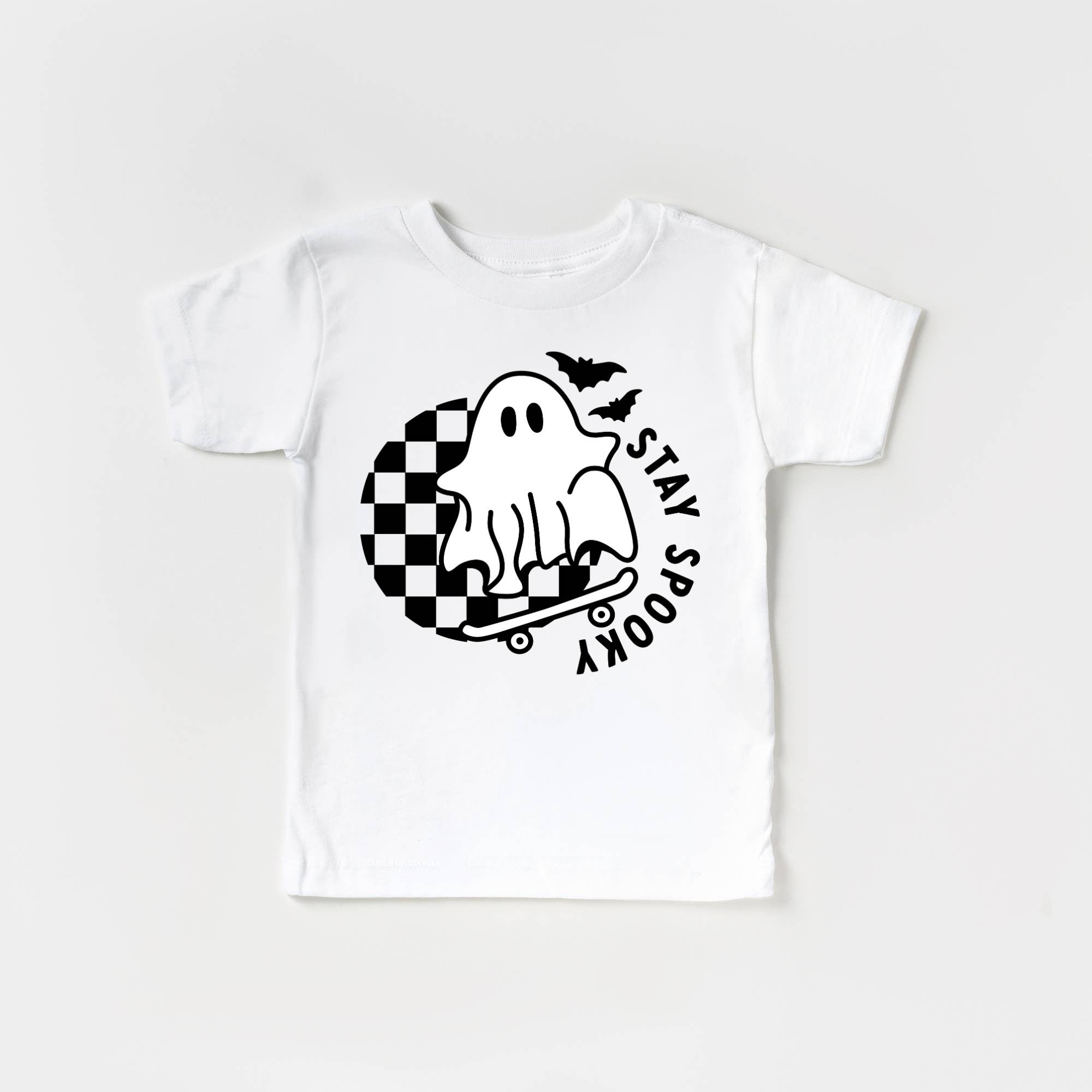 Benny & Ray Apparel - Vente T-shirt sérigraphié – enfant - Chemise d'automne Stay Spooky Ghost Skateboard Halloween pour enfant