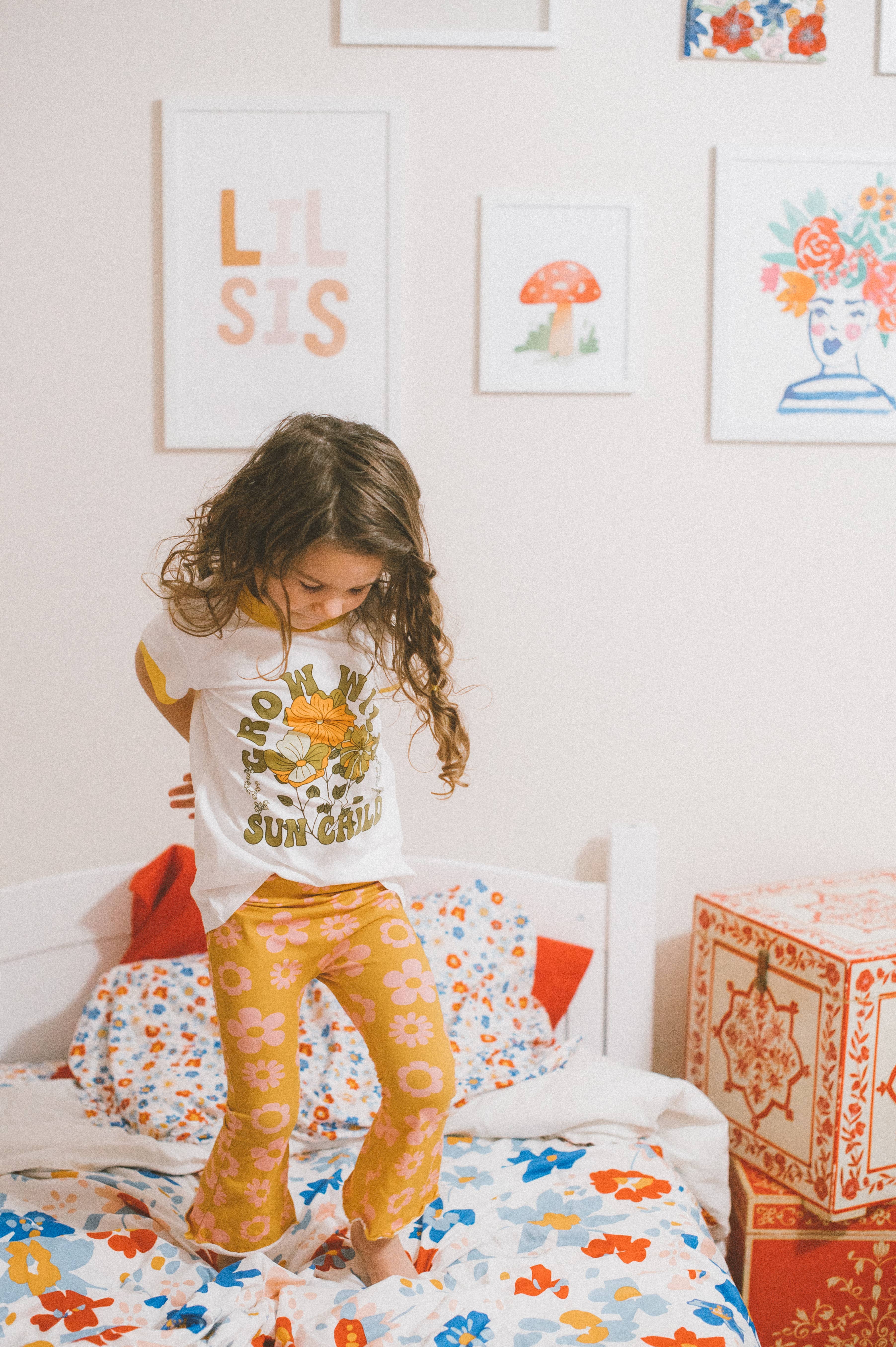 Strawberry Jam Kids - Wholesale Pants - Kids - Printed Jersey Knit Bell Bottoms Two Groovy Birthday Outfit6