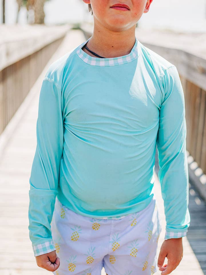 Boys Summer Swim Shorts - Blue Pineapples for wholesale by Sugar Bee Clothing