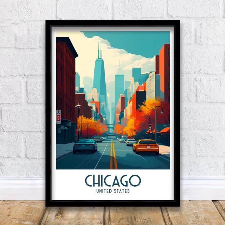 Chicago Rejseplakat Chicago for engroshandel hos InkNPrintz