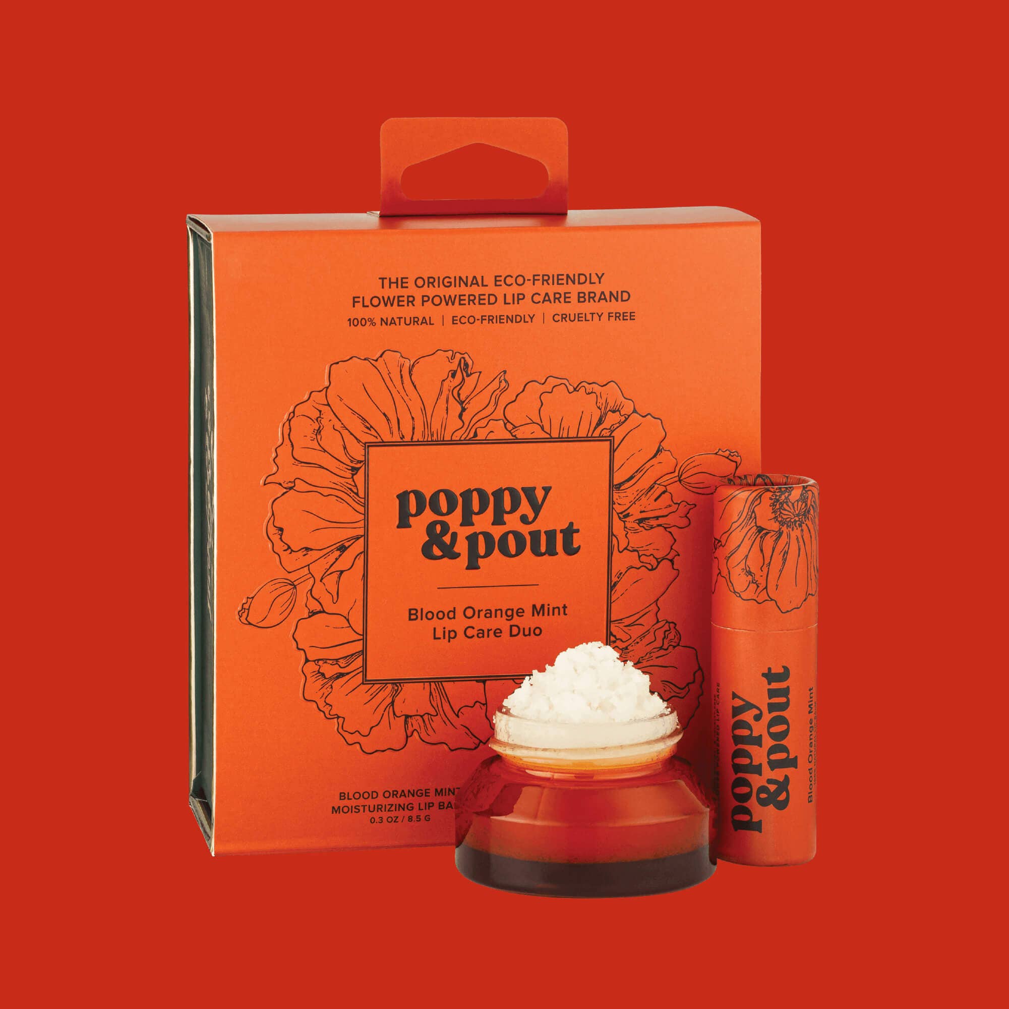 Poppy & Pout - Wholesale Lip Balm Set - Lip Care Duo, Blood Orange Mint