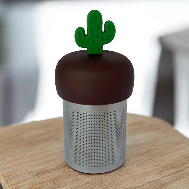 Float2infuse Tea Infuser - Wholesale Tea Strainer/Infuser - Cactus | Floating Tea Steeper | Brown Base | Green Cactus