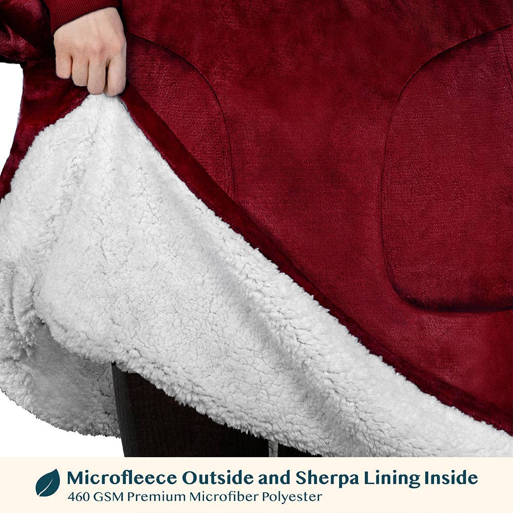 Pavilia - Wholesale Hoodie - Women's - Chest Pocket Sherpa Hoodie Blanket - Patch Pocket (Regular / Long)85