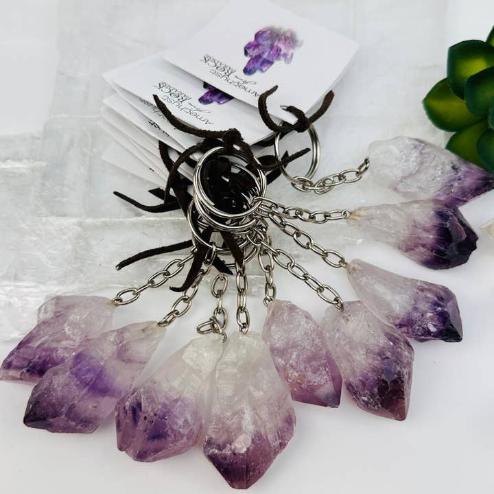 Rock Paradise - Wholesale Keychain - Women's - Crystal Point Keychains - 10 Pack - YOU CHOOSE STONE