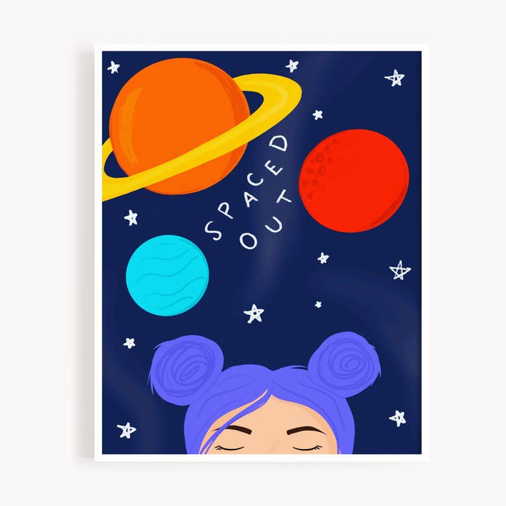 Space Girl 8x10 konsttryck - ”Spaced Out” för wholesale av The Anxious Peach