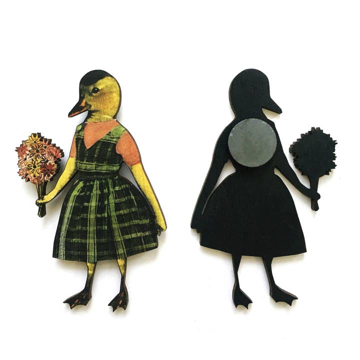 Pergamo Paper Goods - Wholesale Magnet - Duck Girl Laser Cut Wood Magnet