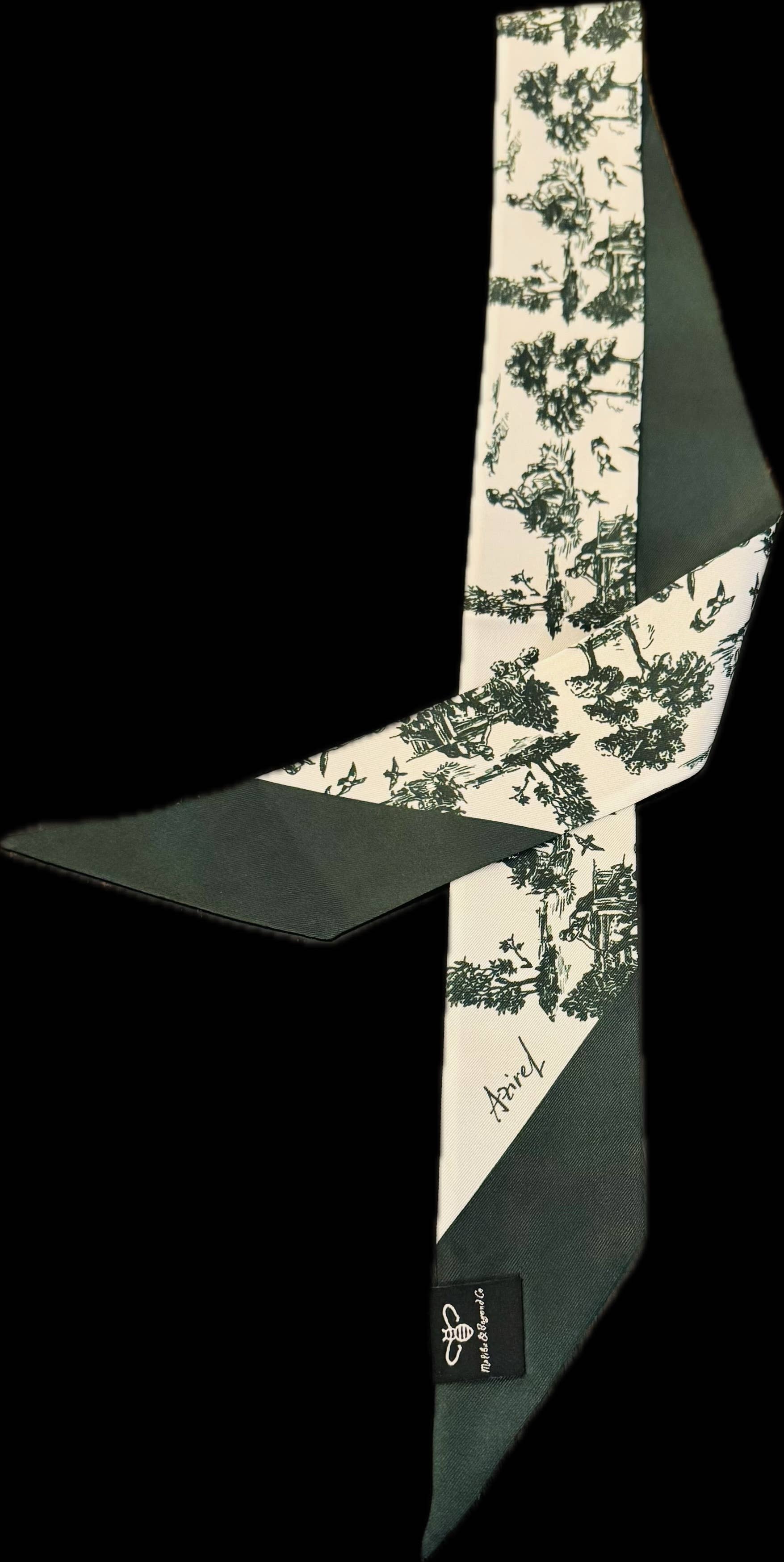 Malibu & Beyond Co /LENNOX MODE - Vendita all'ingrosso Sciarpa - Donna - Piccola e iconica sciarpa lunga sottile Twilly in seta con stampa toile10