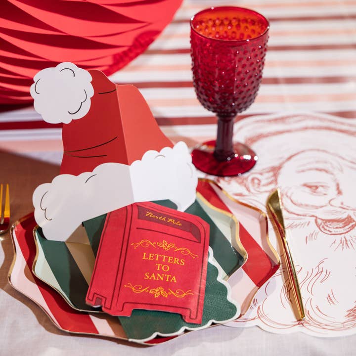 Gatherings by Curated Paperie - Wholesale Disposable plate - HOL24-DP1- Green Holiday Stripes Dessert Plates2