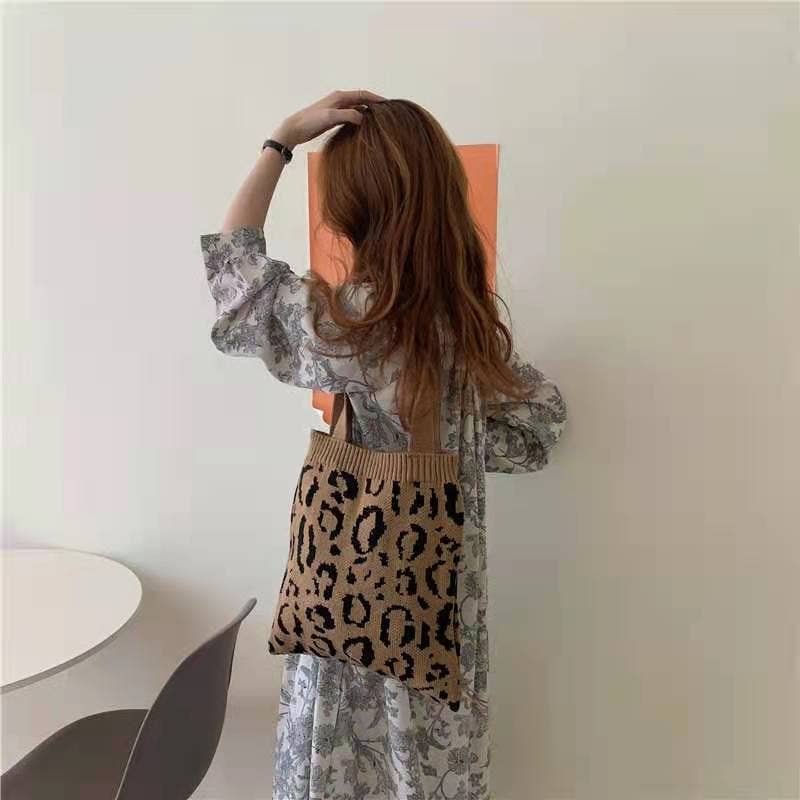 ShieldChic - Wholesale Tote Bag - Women's - Crochet Tote Bag Leopard Print Knit Bag5