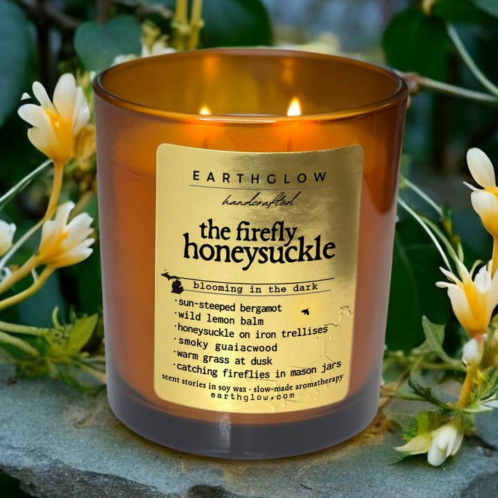 Earthglow - Wholesale Jar/Filled Candle - The Firefly Honeysuckle | 11 oz Natural Soy Blend Candle0