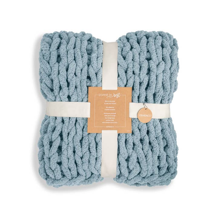 DEMDACO - Wholesale Throw Blanket - Chunky Knit Throw Blanket - Denim2