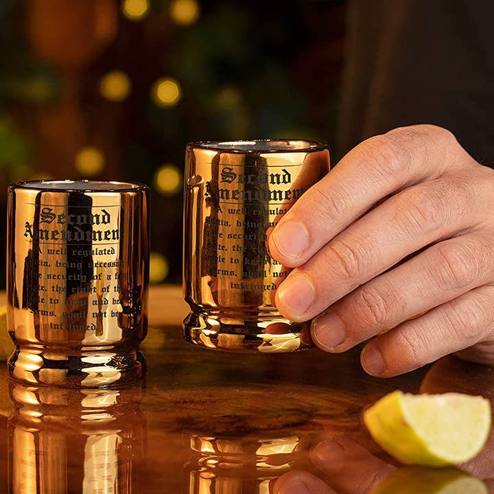 Old Southern Brass - Wholesale Shot glass - 2nd Amendment Engraved 50 Caliber Shot Glasses - Set of 24