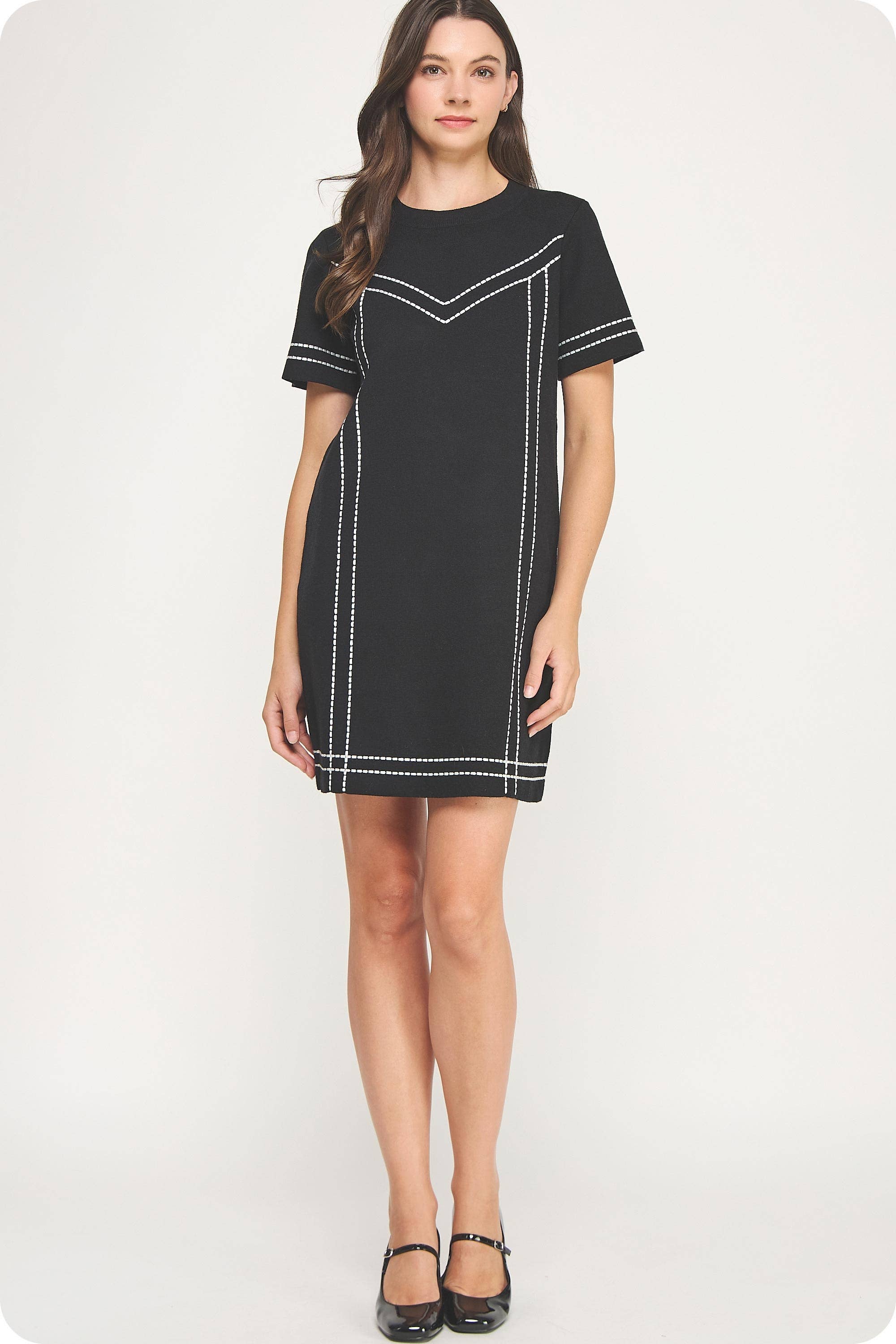 Strut & Bolt - Wholesale Dress - Women's - Thick Stitch Embroidery Knit Tee Mini Dress9