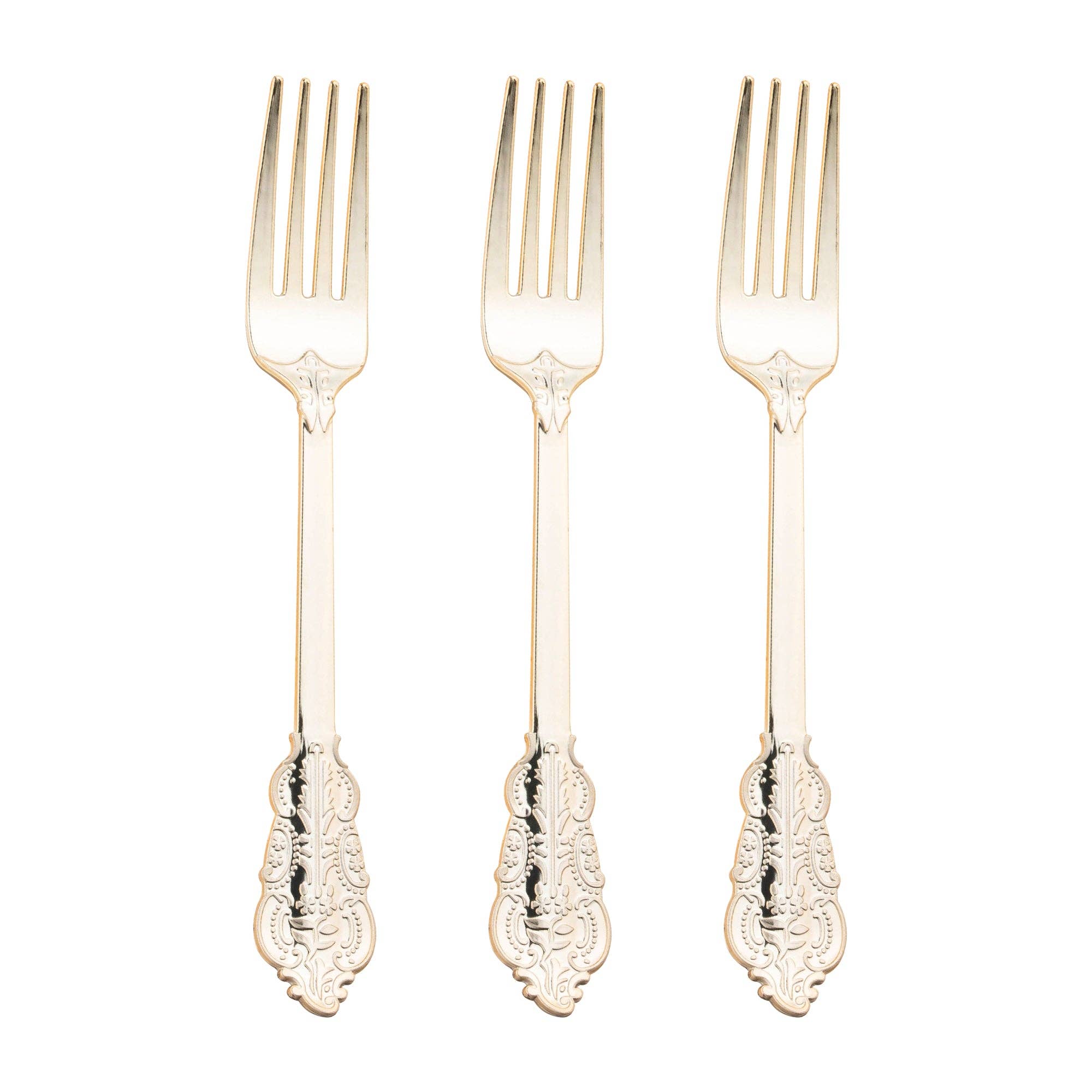 Smarty had a Party - Wholesale Disposable Servingware Set - Shiny Baroque Gold Plastic Forks - 600 pcs1