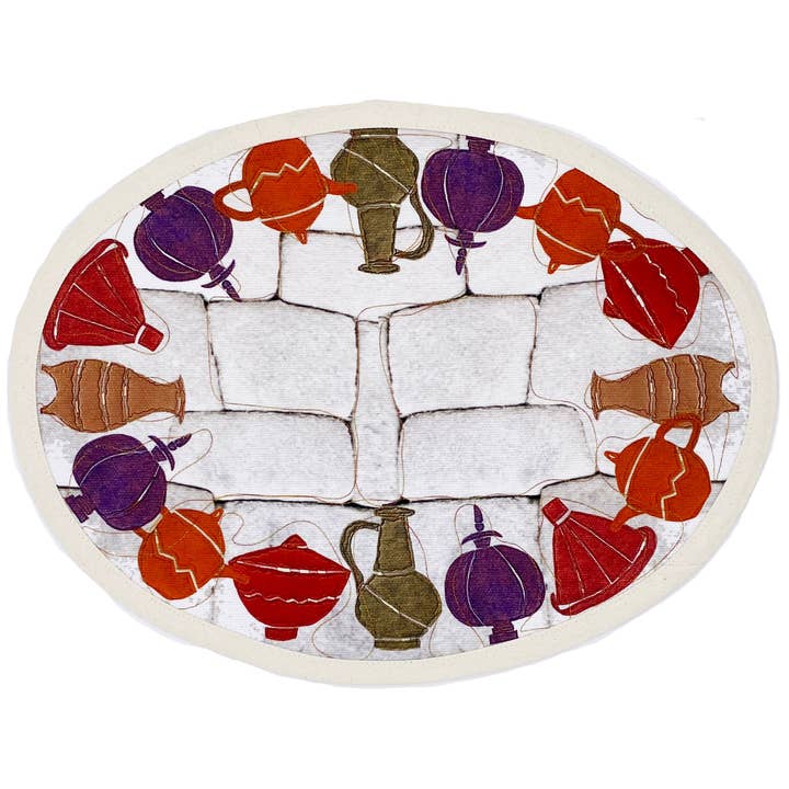 Ovale placemat met antieke urnen voor wholesale door QuirkyDigs