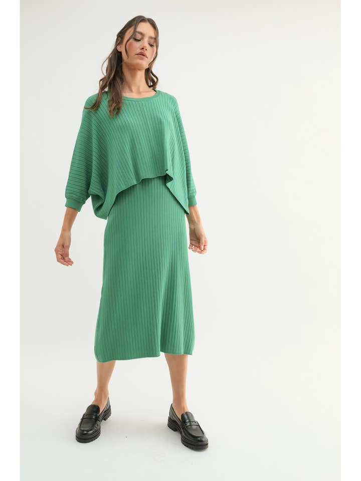 Wishlist Apparel - Wholesale Top & Skirt Set - Women's - RIBBED KNIT TOP AND DRESS SET / WL24-95505