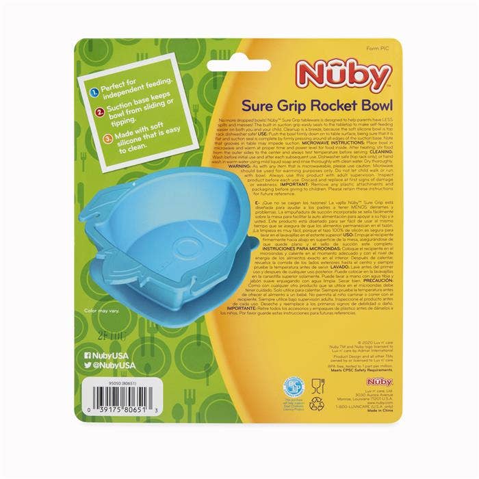 Nuby - Vente Bol - Enfant et bébé - Bol à roquettes Sure Grip, bol de nourriture en silicone pour enfants2