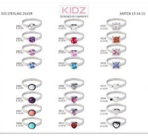 Charmin's Ringen - Wholesale Jewelry Set - Kidz “Fox” Easy Order With Display, Silver Rings In 3 Ma4