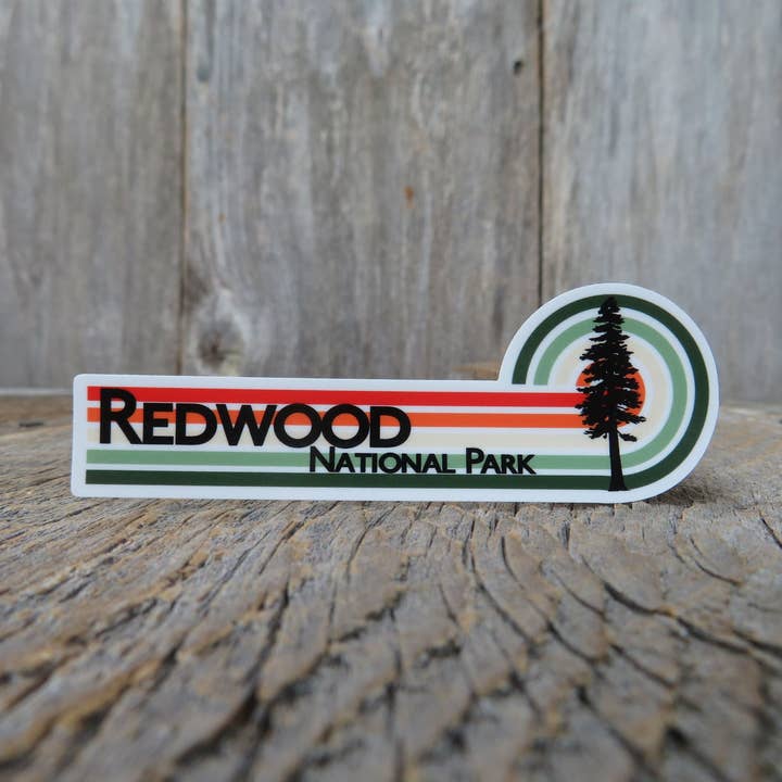 Kirk's Krafts - Wholesale Sticker - California Redwood National Park Sticker Redwood Trees Green Orange