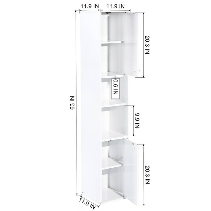 39F Inc. - Wholesale Cabinet - 63" H Tall White Storage Cabinet with Adjustable Shelves