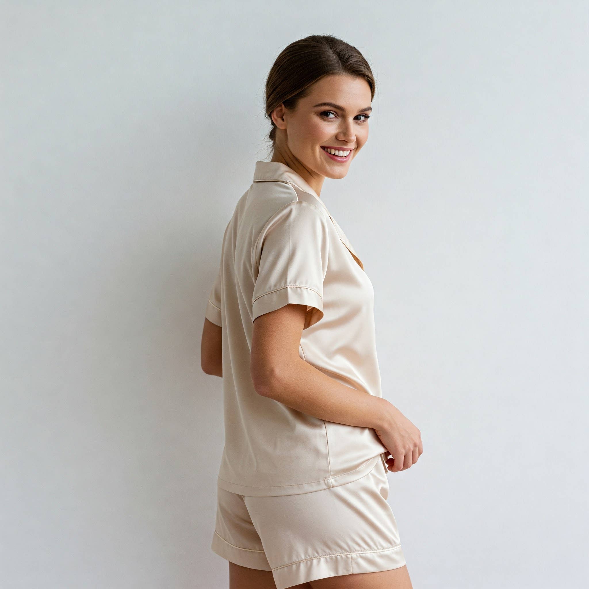 Adore By Michelle Mura Sleepwear & Bridal - Wholesale Sleepwear Set - Women's - Heavenly Short Sleeve Pajama Sleepwear Champagne Bridal 1