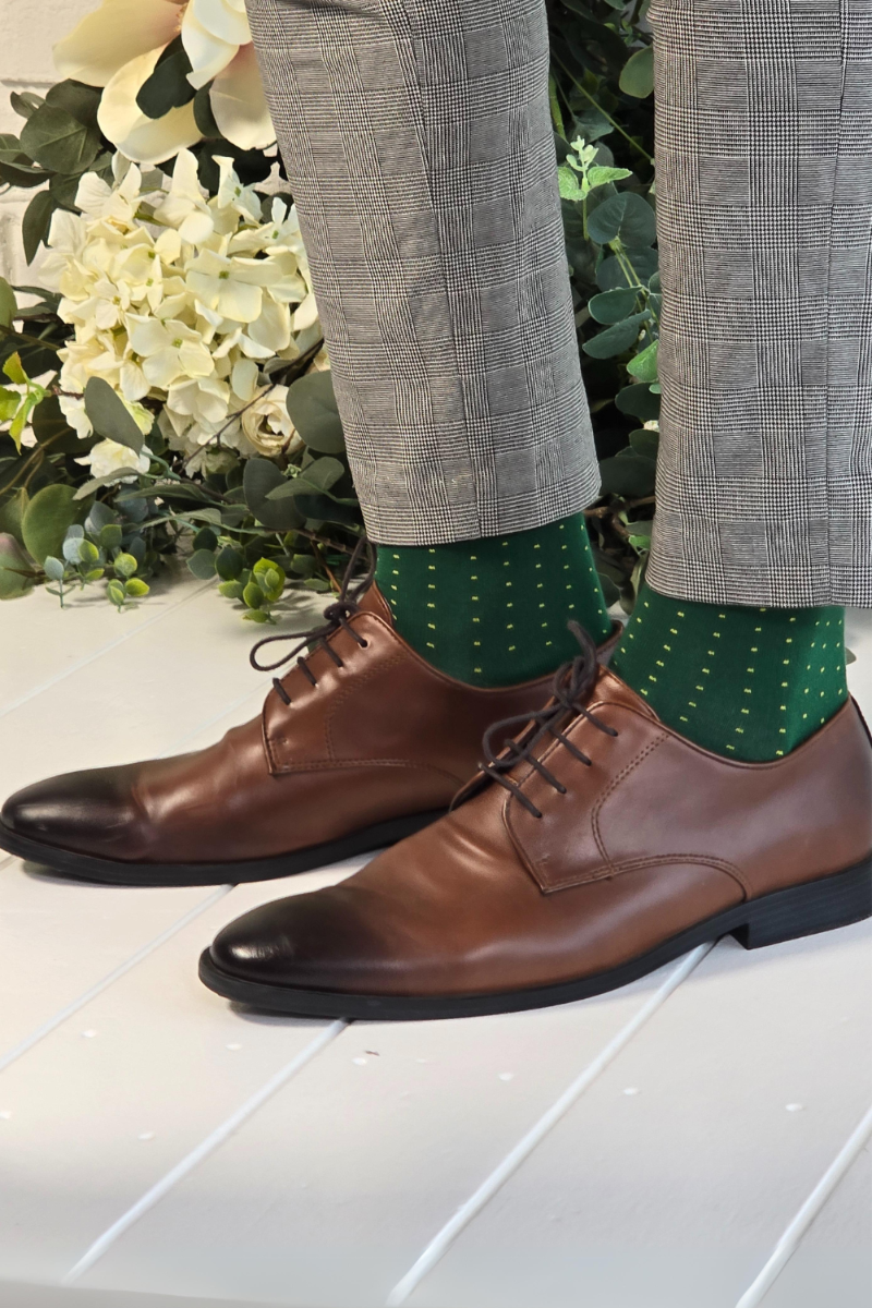 Sokisahtel I BestSockDrawer - Wholesale Socks - Men's - MARCO Green Viscose Socks with Dots Fun Style and Comfort1