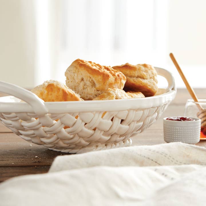 DEMDACO - Wholesale Basket - Ceramic Bread Basket with Towel3