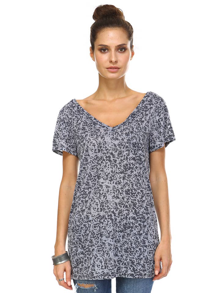 V-Ausschnitt Kurzarm Übergroßes Burnout Top mit Seitentasche für den Großhandel von Urban X Apparel