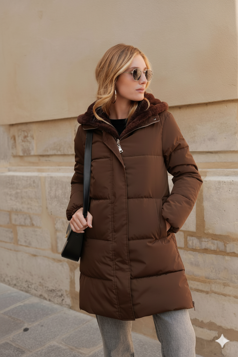 Attrait Paris – wholesale Puffer jacket – Women’s – Long waterproof down jacket with removable fur8