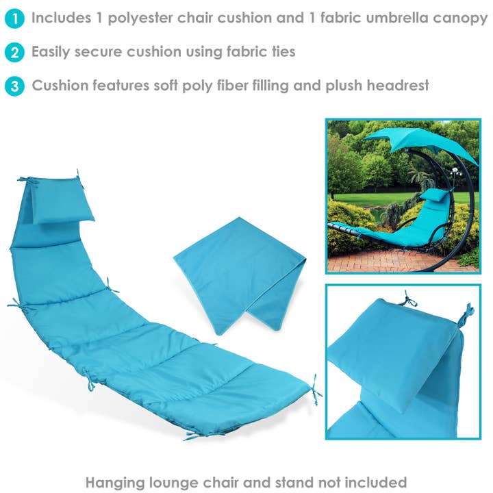 Sunnydaze Decor - Wholesale Chair Cushion - Hanging Lounger Replacement Cushion and Umbrella - Teal2