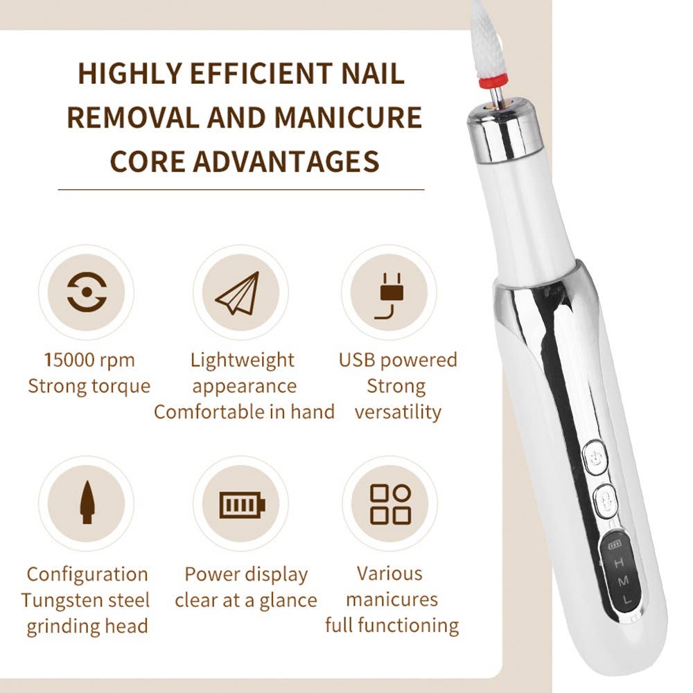 VIGOR – Engroshandel Sæt til neglepleje – Trådløs negleboremaskine pen maskine neglebånd bærbar 13 i 1 sæt10