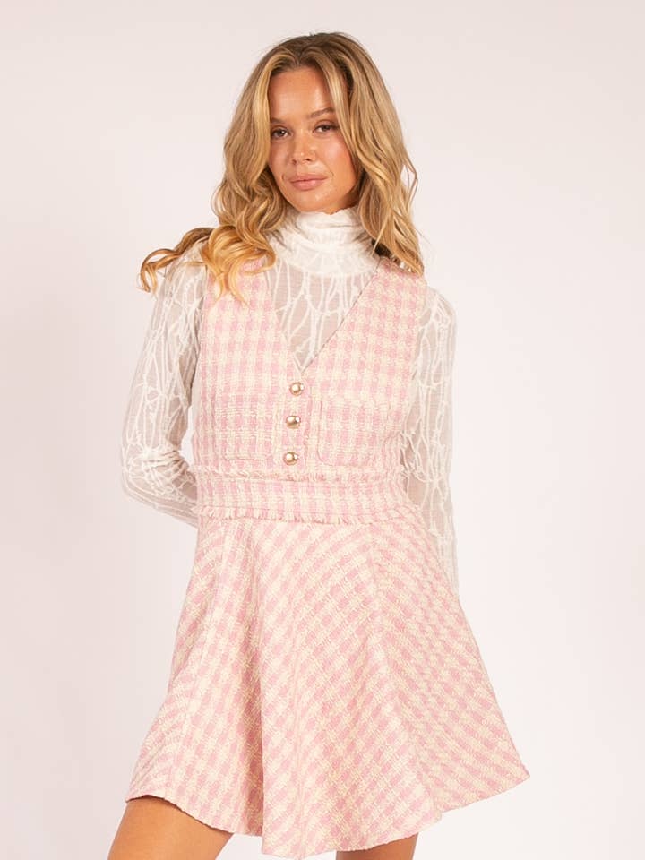 Heyson - Wholesale Dress - Women's - JOD1015 Plaid Button-Front Skater Dress