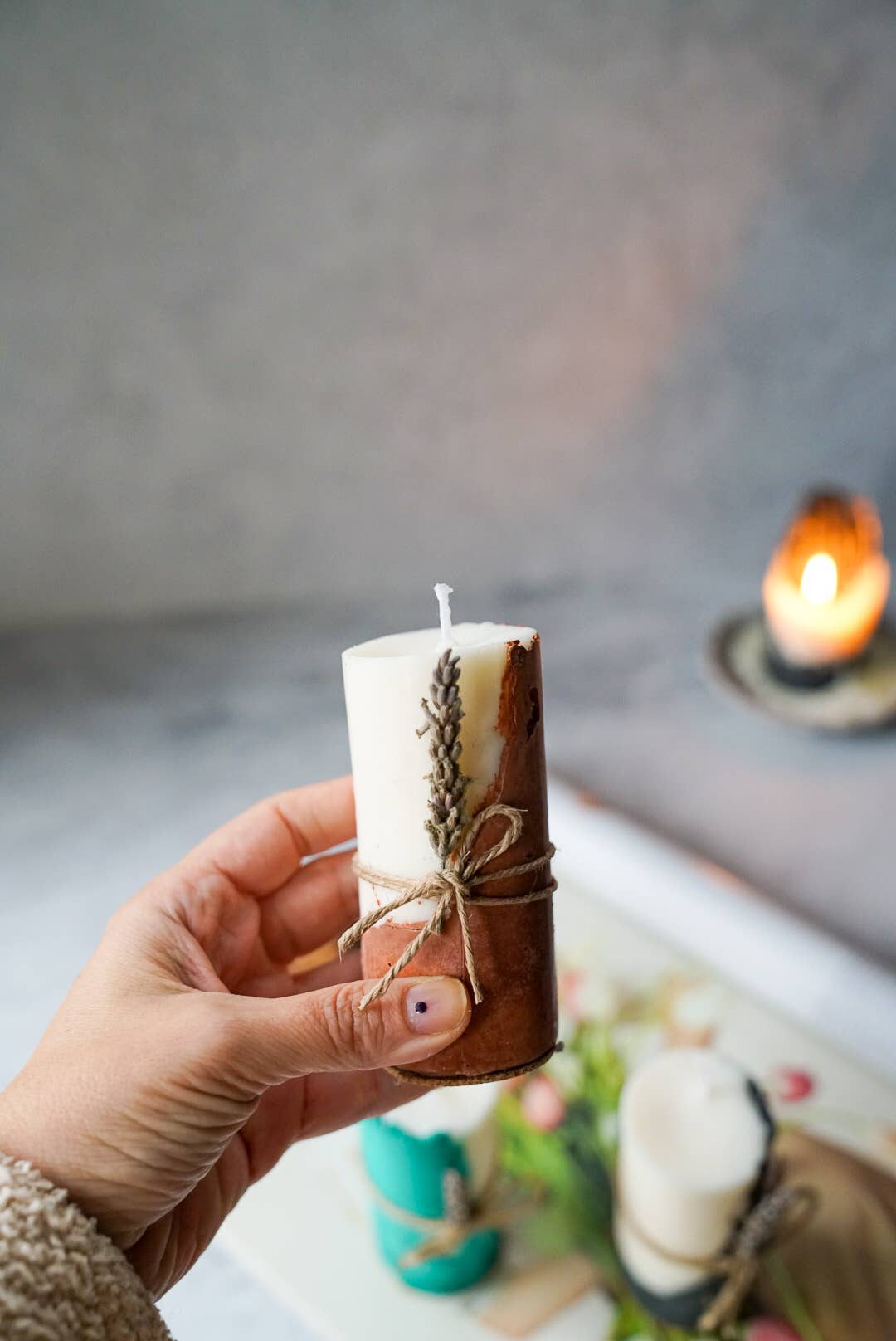 Gokican – wholesale Pillar candle – Concrete Soy Wax Candle | Natural Home Decor | Handmade Cand1