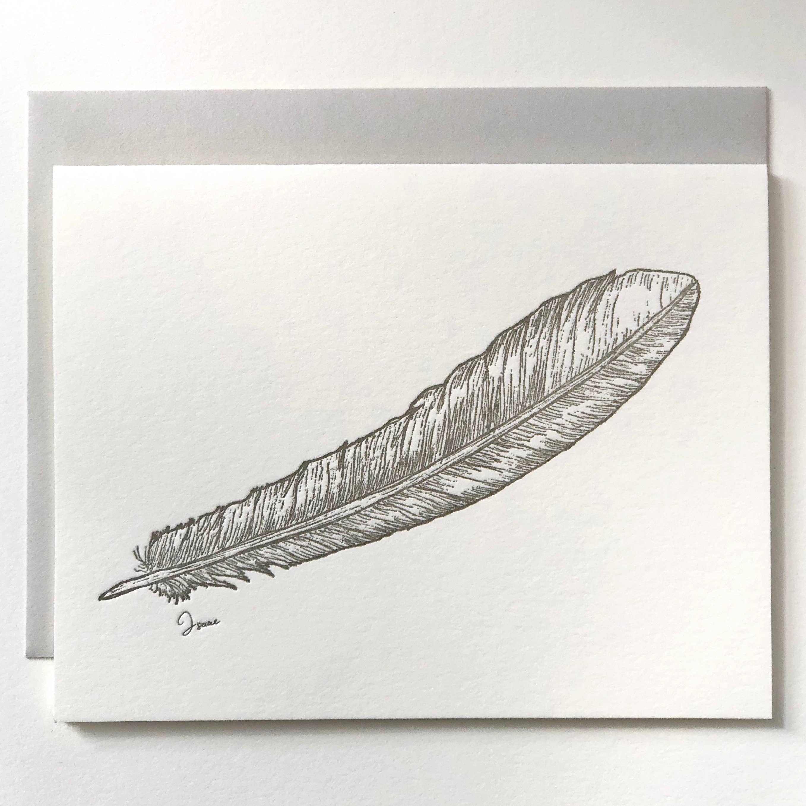 Ice Pond Press - Wholesale Everyday Greeting Card - Feather Letterpress Card0