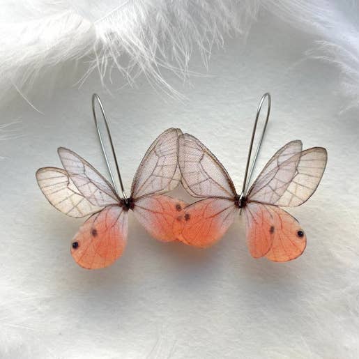 Blush Pink Cithaerias Aurora Butterfly Oorbellen voor wholesale door OhMyButterfly