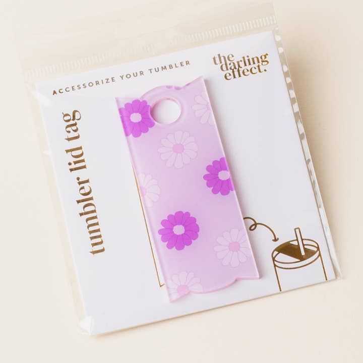Tumbler Lid Tag-Darling Daisy Purple for wholesale by The Darling Effect