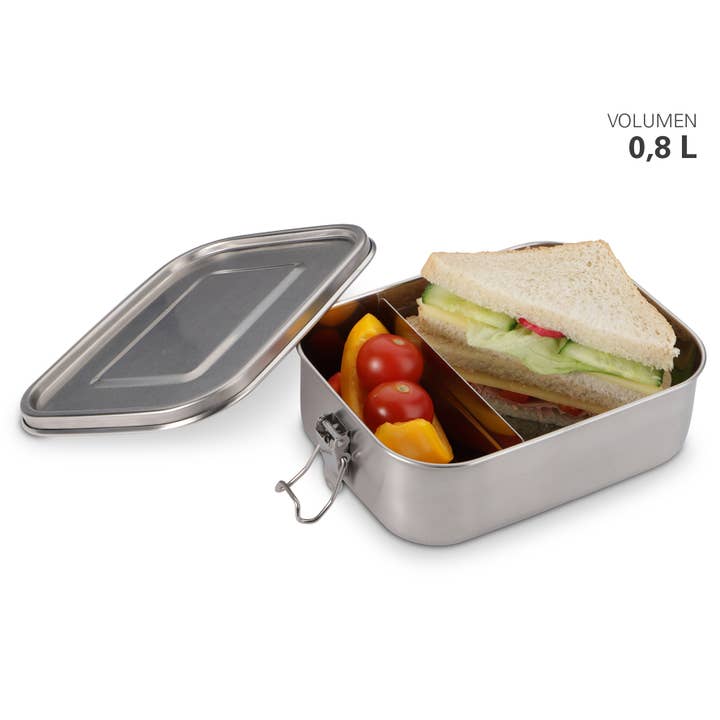 Karl Weis - Wholesale Food Storage Container - Small stainless steel lunchbox with seal and divider 0.8l2